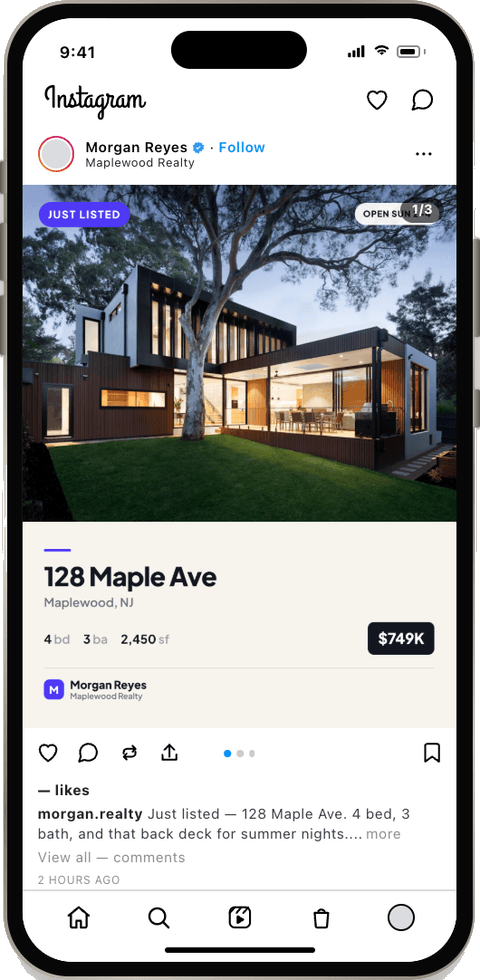 Sample Just listed post in GigaDrip's phone preview