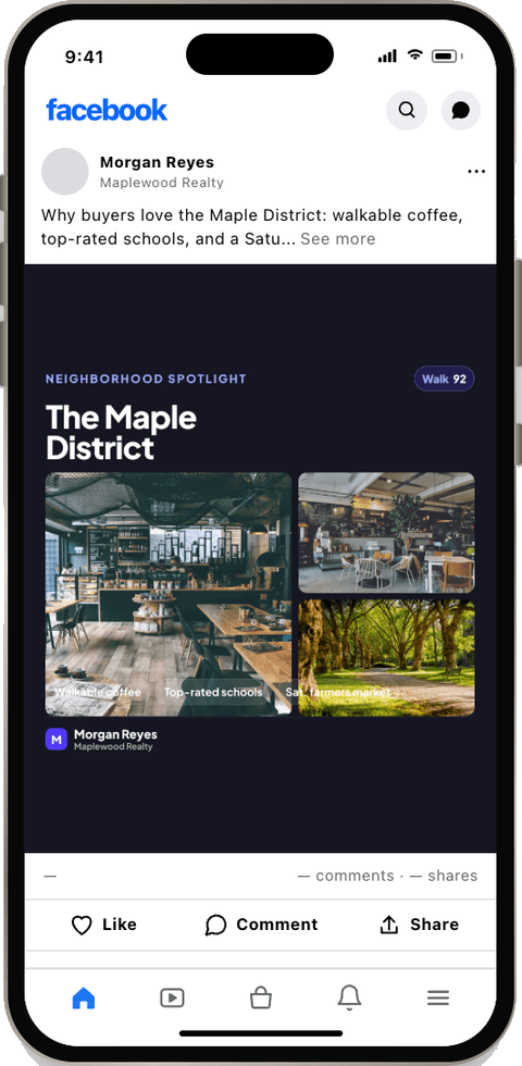 Sample Neighborhood spotlight post in GigaDrip's phone preview